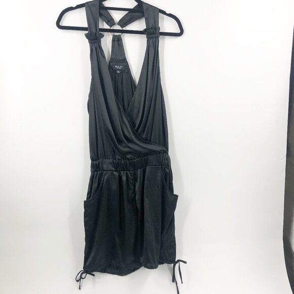 ✅ BEULAH BLACK ROMPER WITH RING DETAIL SIZE MEDIUM POCKETS - Picture 1 of 6